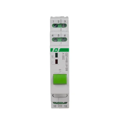 Relais bistable BIS-411BM-LED avec bouton de commande manuelle, mémoire, montage sur rail DIN, 230 V, avec relais de courant d'appel 160 A/20 ms