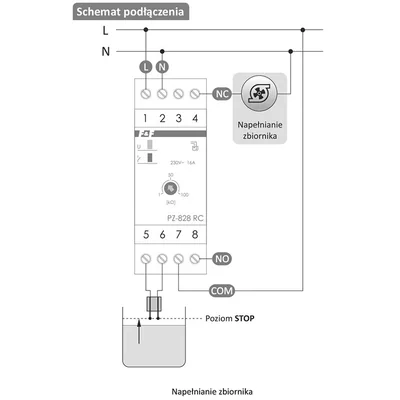 Relais de contrôle du niveau d'eau de pluie 230V 16A 35mm