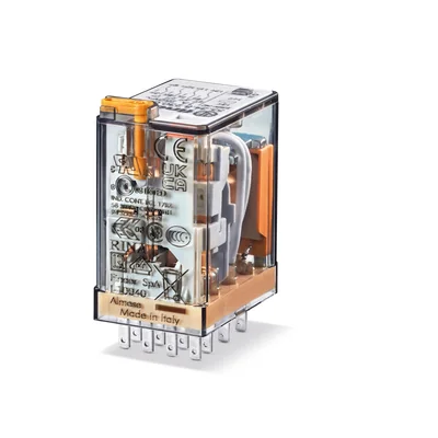 Relais industriel miniature 4P ; 7A ; 230V AC ; bouton de test + indicateur mécanique, 55.34.8.230.0040
