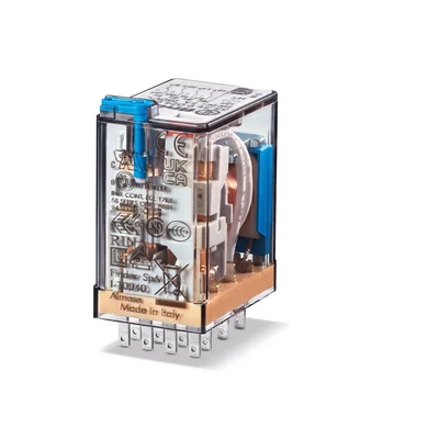 Relais industriel miniature 4P ; 7A ; 24V CC ; bouton de test + indicateur mécanique, 55.34.9.024.0040