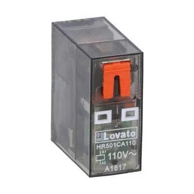 Relais miniature HR501CA110 avec indicateur LED et bouton mécanique, commande 110 V CA, 1C/O, 16 A, pour supports HR5XS2.. (max. 10 A)