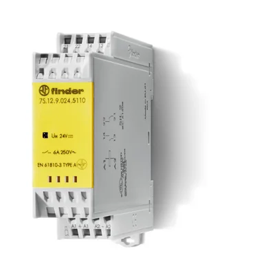 Relay with mechanically coupled contacts 1 NO + 1 NC; 6A; 24V DC; spring terminal