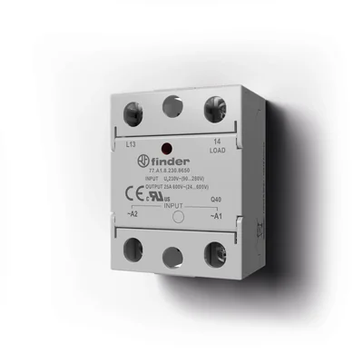 Relè a stato solido per pannello o radiatore 1 NO; 25A; controllo 230V CA; uscita 600V CA, passaggio per lo zero