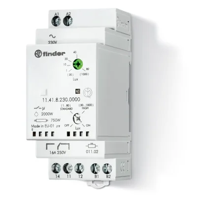 Relé crepuscular modular con sensor 1P 16A 230V AC 1-80/30-1000lx IP20/IP54
