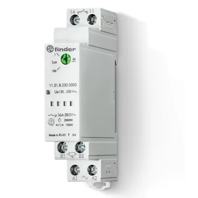Relé crepuscular modular con sensor 1Z 16A 230V AC 1-100lx IP20/IP54