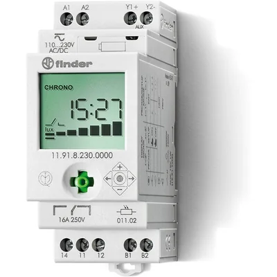 Relé crepuscular modular con sensor circadiano 1P + salida auxiliar 16A 230V AC 1-150lx IP20/IP54