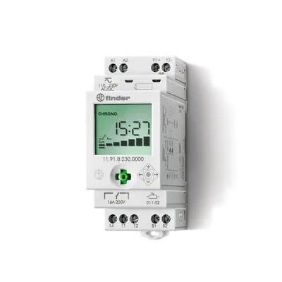 Relé crepuscular modular con sensor circadiano 1P + salida auxiliar 16A 230V AC 1-150lx IP20/IP54