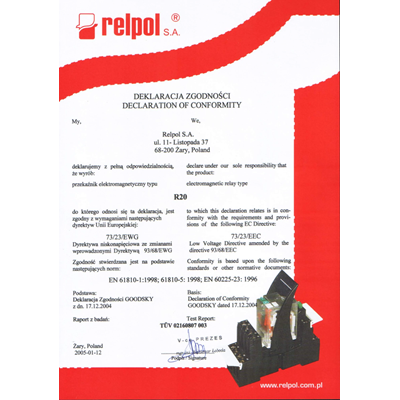 Relé electromagnético, industrial - pequeño, en carcasa R20-3021-96-1024