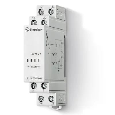 Relé electrónico biestable 1 P + 1 NA; 8A; 12V CA/CC