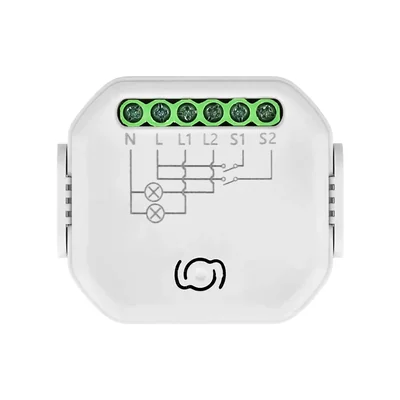 Relé empotrable Tuya Smart Wi-Fi+BLE de 2 canales