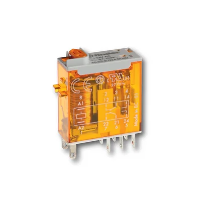 Relé industrial miniatura 2P; 8A; 230V CA; botón de prueba + LED + indicador mecánico, 46.52.8.230.0054