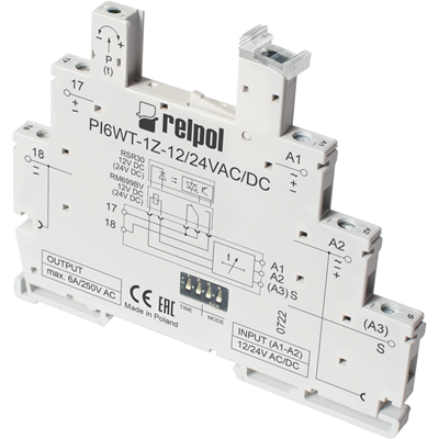 Relé temporizador multifuncional de perfil estrecho: 1Z - un contacto NA PIR6WT-1Z-24VAC/DC-R