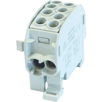 Répartiteur 1-potentiel combiné 125A entrée 2x35mm2 sortie 2x25mm2 gris