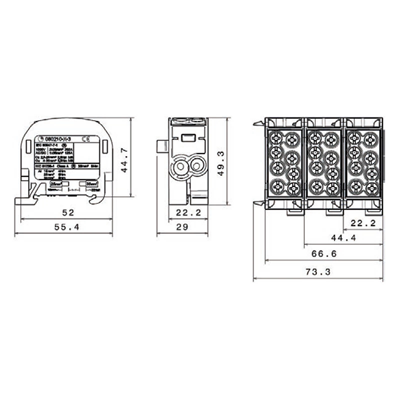 Répartiteur de dérivation Al/Cu SCB 35 SIMBLOCK bleu