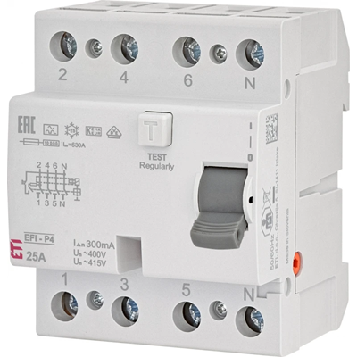 Residual current circuit breaker EFI6-P4 AC 25/0.03 6kA 4-pole