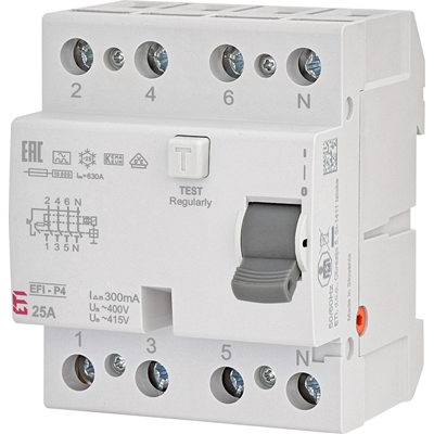 Residual current circuit breaker EFI6-P4 AC 40/0.03 6kA 4-pole