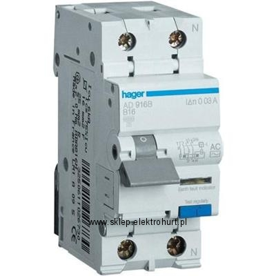 Residual current circuit breaker with overcurrent. B/6KA 25A 30mA 2pole AC type