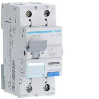 Residual current circuit breaker with overcurrent. C/6kA 40A 30mA 2pole AC type