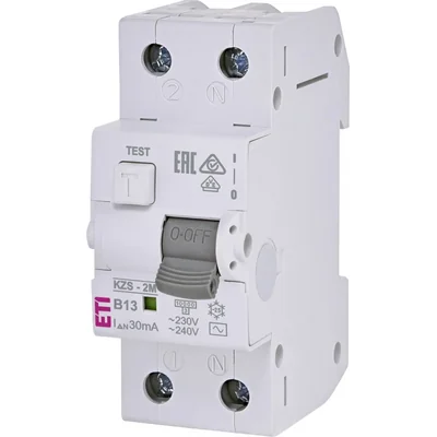 Residual current circuit breaker with overcurrent element KZS-2M B 13/0.03A, AC