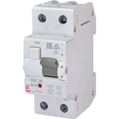Residual current circuit breaker with overcurrent element KZS-2M B 16/0.01A, A