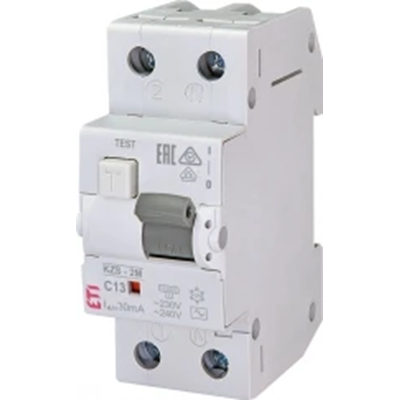 Residual current circuit breaker with overcurrent element KZS-2M C 13/0.03A, AC