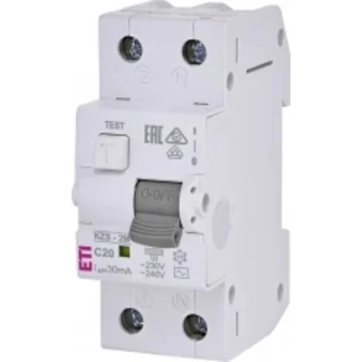 Residual current circuit breaker with overcurrent element KZS-2M C 20/0.03A, AC