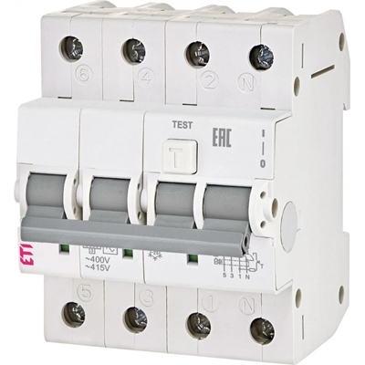 Residual current circuit breaker with overcurrent element KZS-4M B 16/0.03A, AC