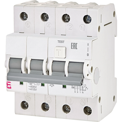 Residual current circuit breaker with overcurrent element KZS-4M B 16/0.03A, AC
