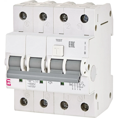 Residual current circuit breaker with overcurrent element KZS-4M B 25/0.03A, AC