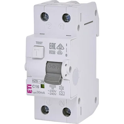 Residual current protection circuit breaker with overcurrent element KZS-2M C 16/0.03A, A