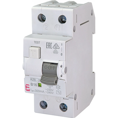 Residual current protection switch with overcurrent element KZS-2M B 16/0, 3A, AC