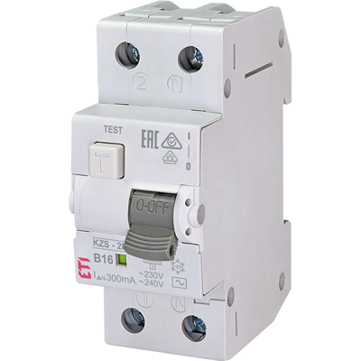 Residual current protection switch with overcurrent element KZS-2M B 16/0, 3A, AC