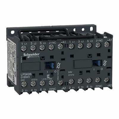 Reversing contactor TeSys K 6A 3P 1NC coil 24VDC box terminals