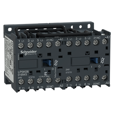 Reversing contactor TeSys K 6A 3P 1NC coil 24VDC box terminals