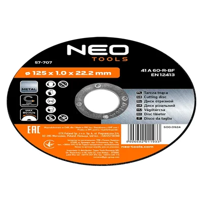 Řezný kotouč na kov 125 x 1,0 x 22,2 mm, 41 A60-R-BF, 10 ks.