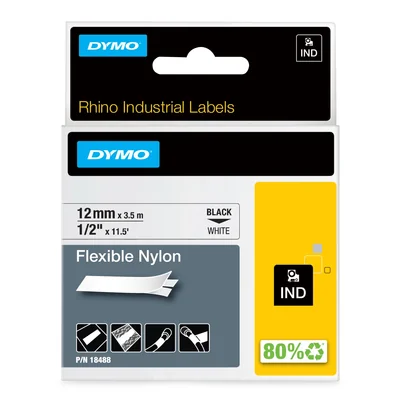 RHINO elastic nylon tape - white 12 mm (for labeling cables and wires)