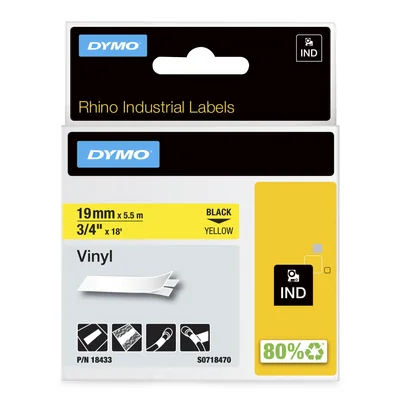 RHINO vinyl tape 19mm black on yellow