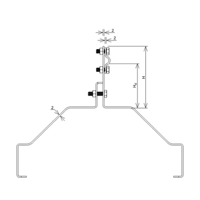 Ridge tile holder with screw H=10 cm, hot-dip galvanized