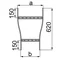 Riduzione a doppio binario, larghezza 600 x 500mm, altezza 160mm