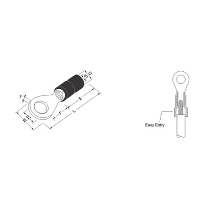 Ring terminal insulated 4-6mm² for M6 screw
