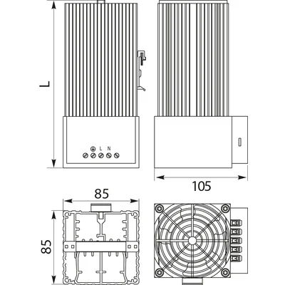 Riscaldatore a semiconduttore con ventola GRZW400, alluminio PTC/nero