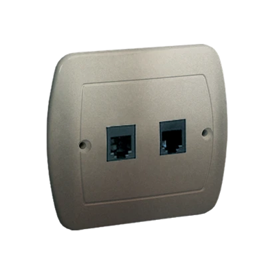 RJ11 telephone socket double satin metallic