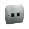 RJ11 telephone socket double silver metallic