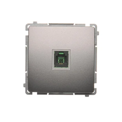 RJ11 universal single telephone socket (module) metallic inox