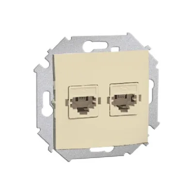 RJ12 dvojitá telefonní zásuvka (modul) béžová