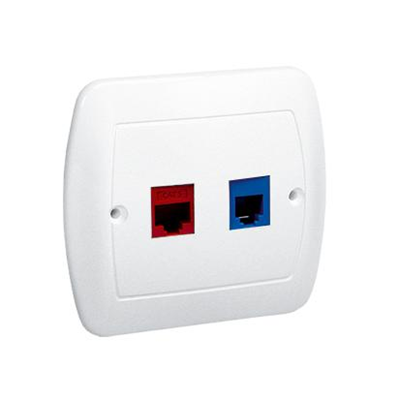 RJ12 telephone + RJ45 computer socket category 5 for RJ45 white