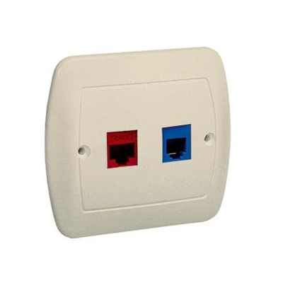 RJ12 telephone socket + computer RJ45 category 5 for RJ45 beige