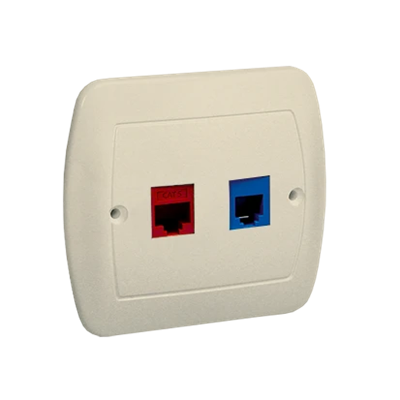 RJ12 telephone socket + computer RJ45 category 5 for RJ45 beige