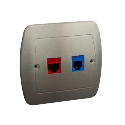 RJ12 telephone socket + computer RJ45 category 5 for RJ45 satin (metallic)