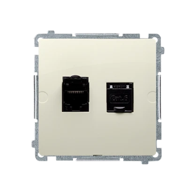 RJ45 cat.6 double computer socket beige